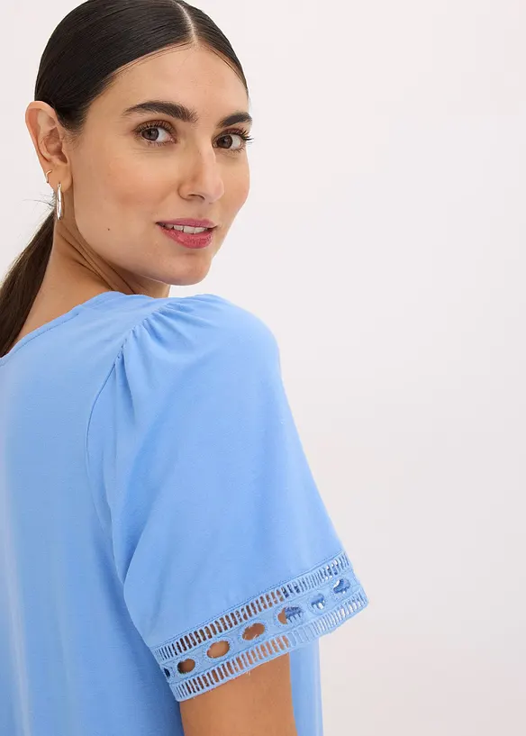 T-shirt tunique avec dentelle, bonprix