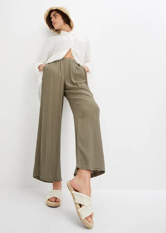 Pantalon palazzo en viscose douce, bonprix