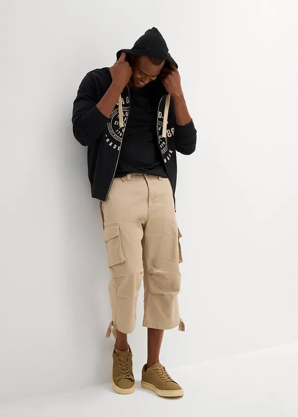 Pantalon cargo extensible et loose, longueur 3/4, bonprix