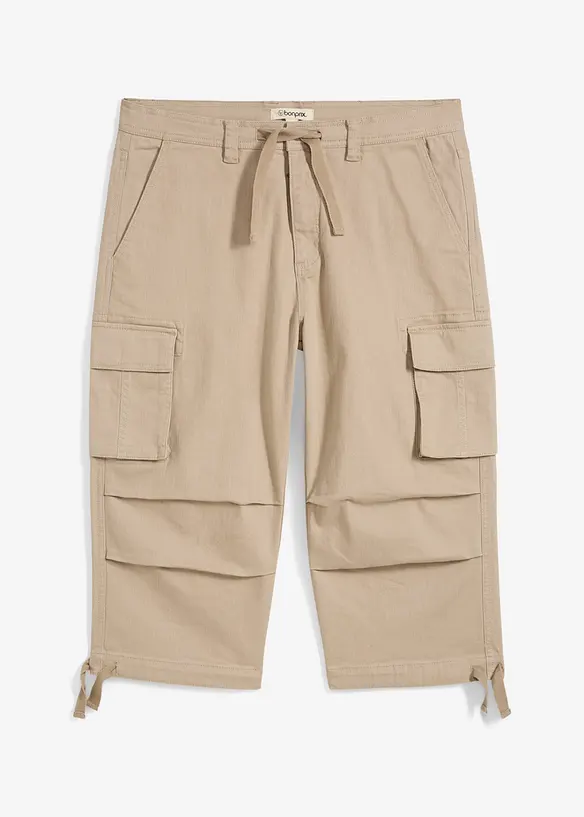 Pantalon cargo extensible et loose, longueur 3/4, bonprix