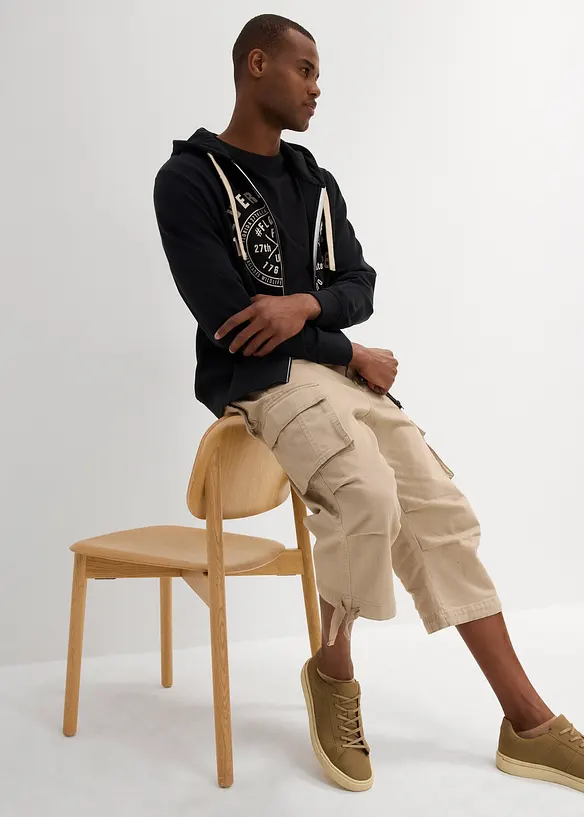 Pantalon cargo extensible et loose, longueur 3/4, bonprix