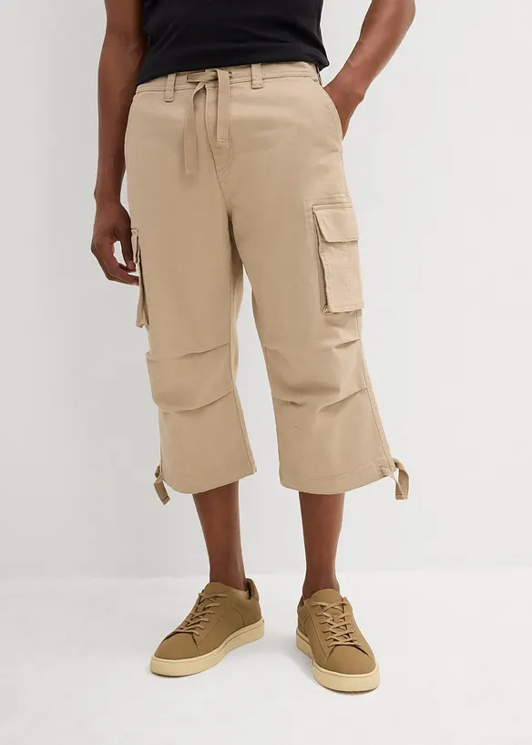 Pantalon cargo extensible et loose, longueur 3/4, bonprix