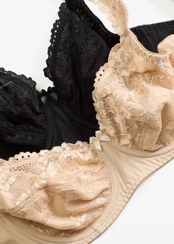 Lot de 2 soutiens-gorge à armatures et dentelle, bonprix