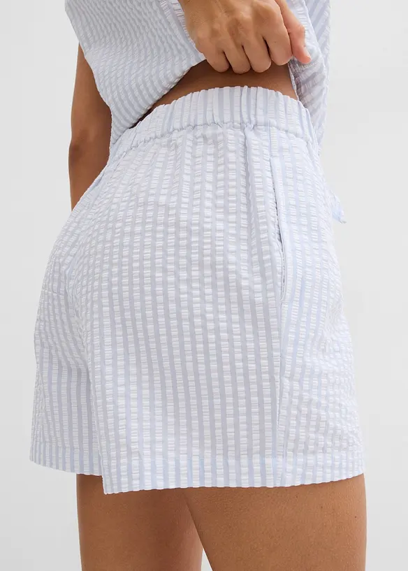 Short rayé taille élastiquée 100% coton, bonprix