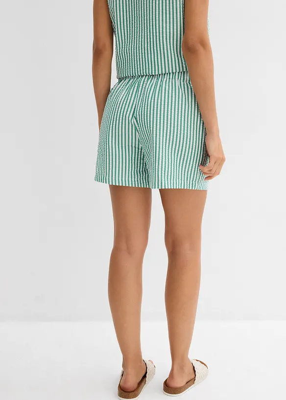 Short rayé taille élastiquée 100% coton, bonprix