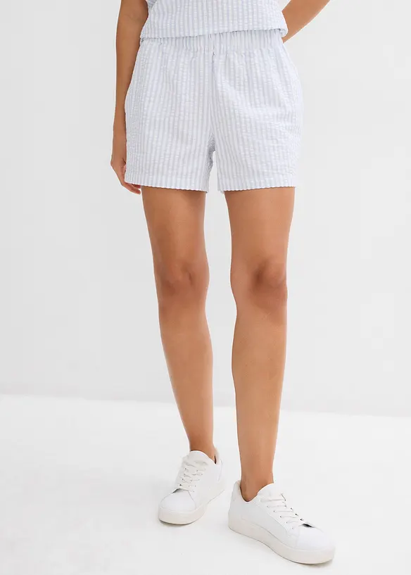 Short rayé taille élastiquée 100% coton, bonprix