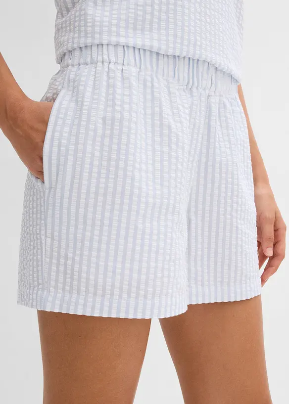 Short rayé taille élastiquée 100% coton, bonprix