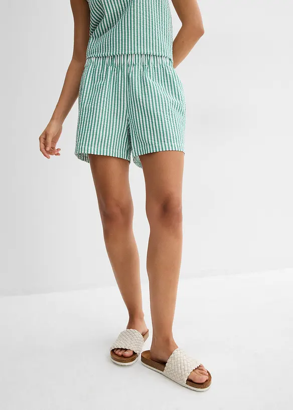 Short rayé taille élastiquée 100% coton, bonprix