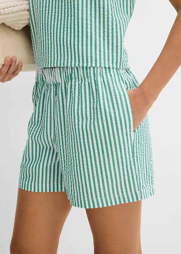 Short rayé taille élastiquée 100% coton, bonprix