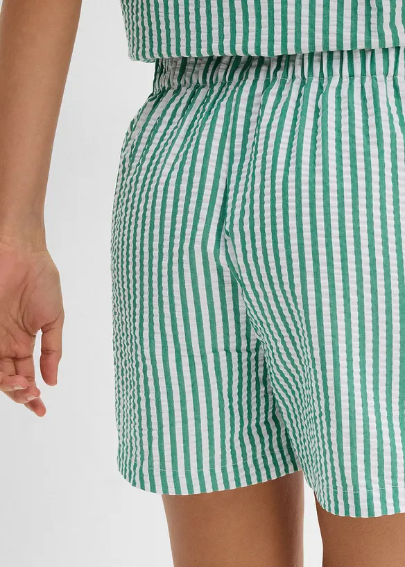 Short rayé taille élastiquée 100% coton, bonprix