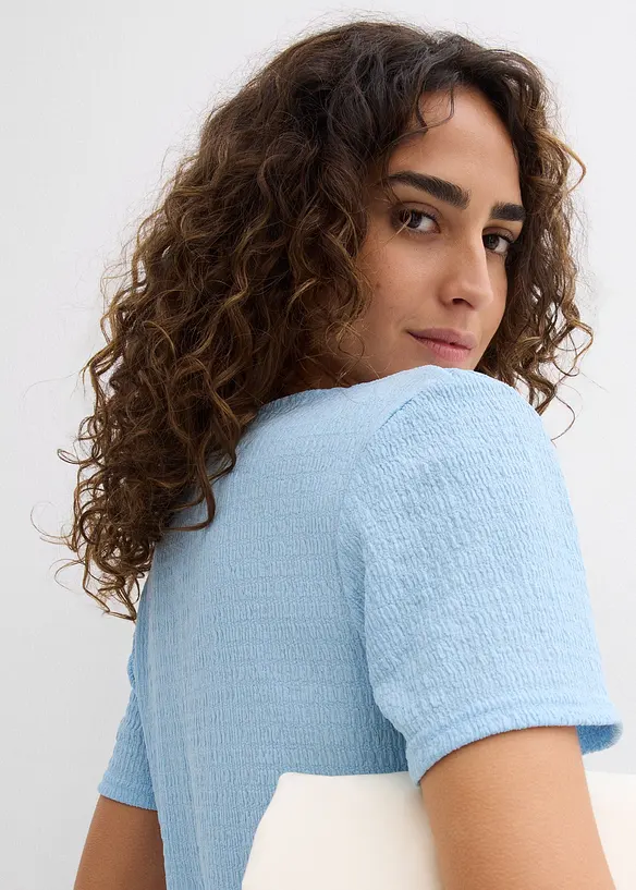 T-shirt texturé et boutonné, bonprix