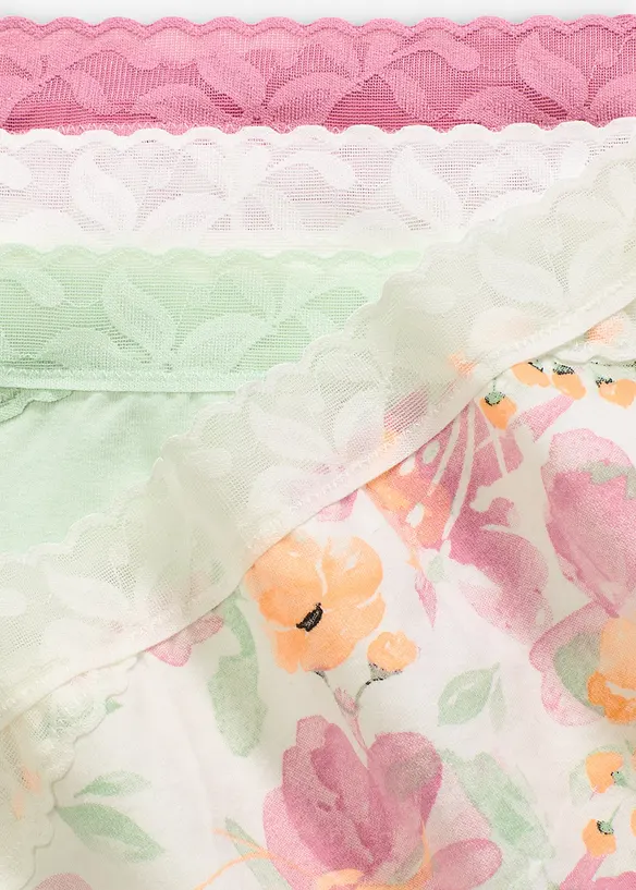 Lot de 5 slips Maxi coton et dentelle, bonprix