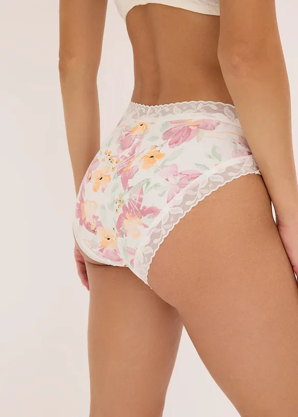 Lot de 5 slips Maxi coton et dentelle, bonprix