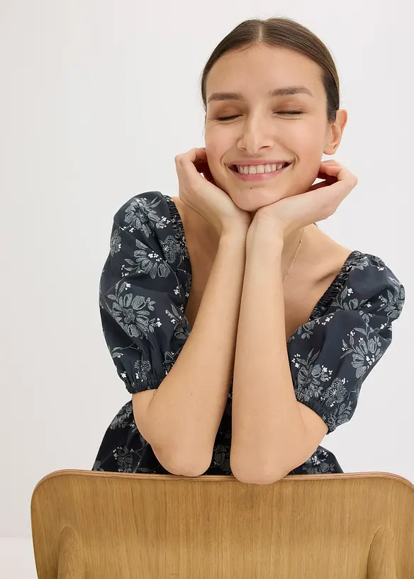 Robe midi &agrave; manches bouffantes, bonprix