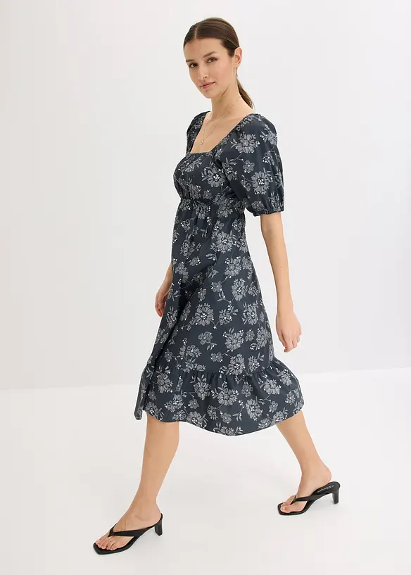 Robe midi &agrave; manches bouffantes, bonprix