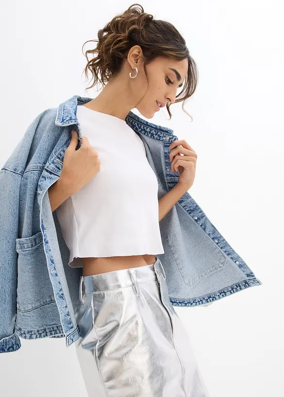 T-shirt court et côtelé, bonprix