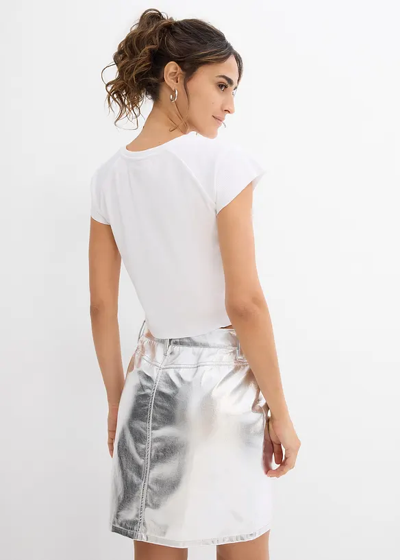 T-shirt court et côtelé, bonprix