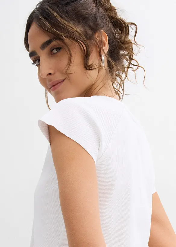 T-shirt court et côtelé, bonprix