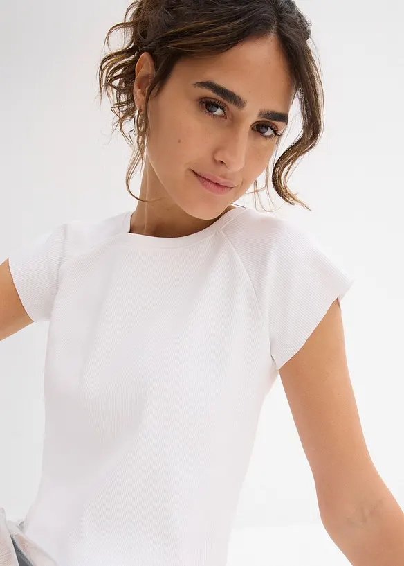 T-shirt court et côtelé, bonprix