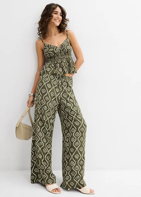 Pantalon à taille élastiquée en viscose fluide, bonprix