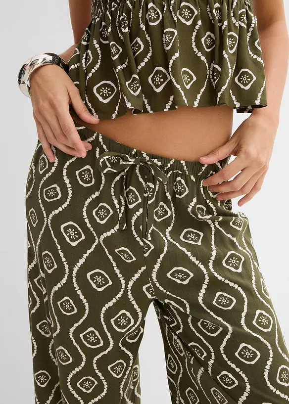 Pantalon à taille élastiquée en viscose fluide, bonprix