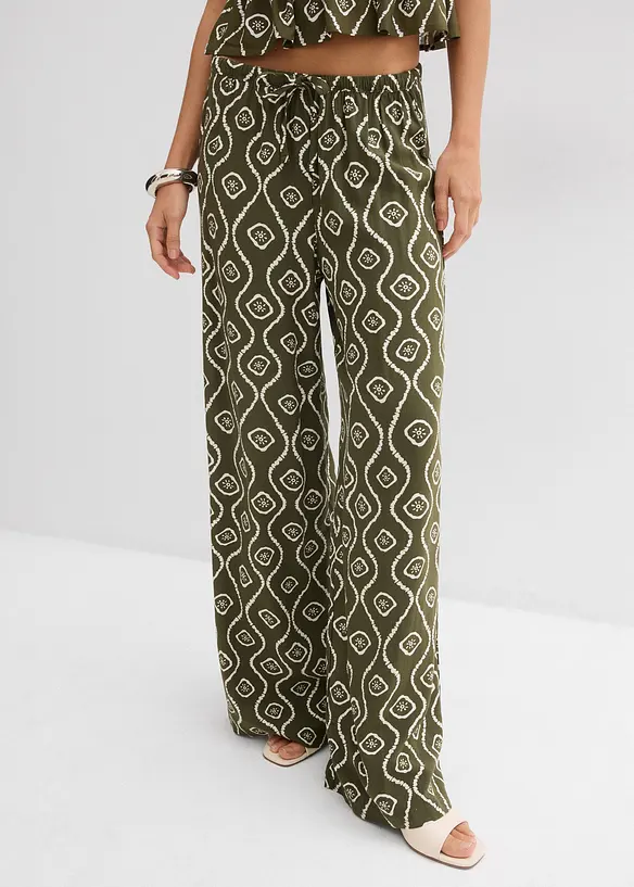 Pantalon à taille élastiquée en viscose fluide, bonprix