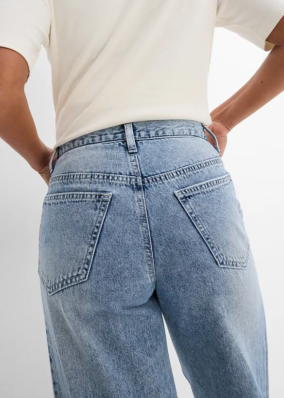 Jean large, taille mi-haute, peu extensible, bonprix