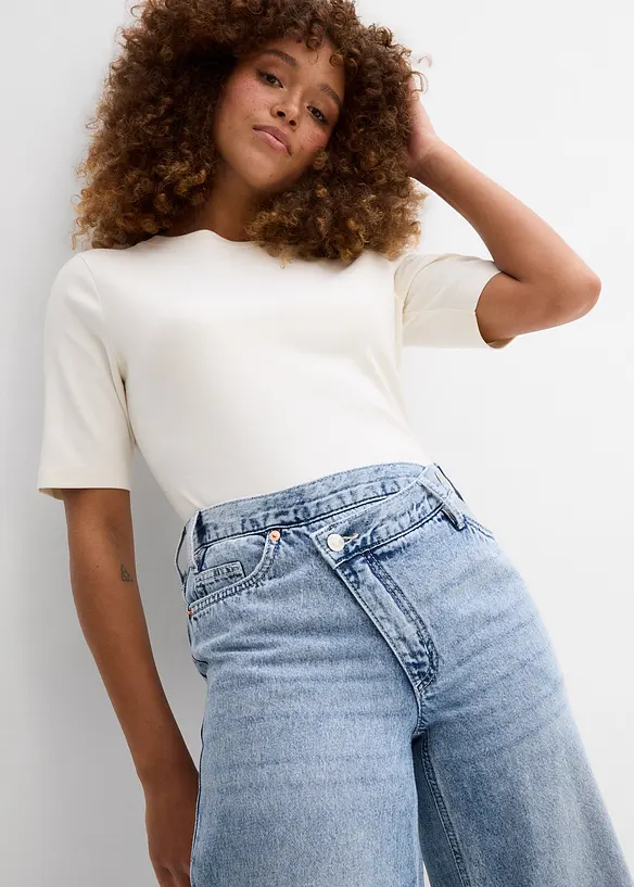 Jean large, taille mi-haute, peu extensible, bonprix