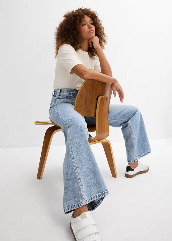 Jean large, taille mi-haute, peu extensible, bonprix