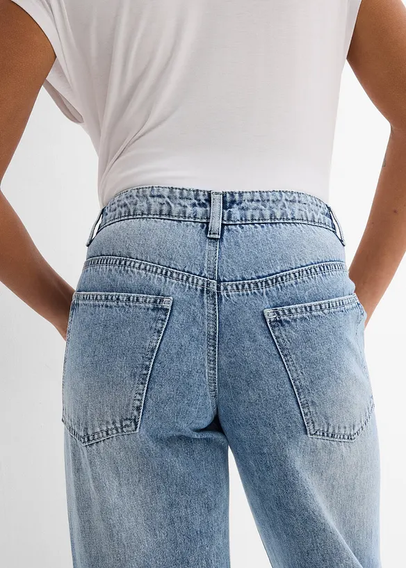 Jean droit et ample, taille mi-haute, peu extensible, bonprix