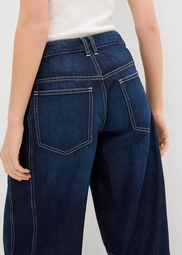 Jean balloon taille mi-haute, doux et raccourci, bonprix