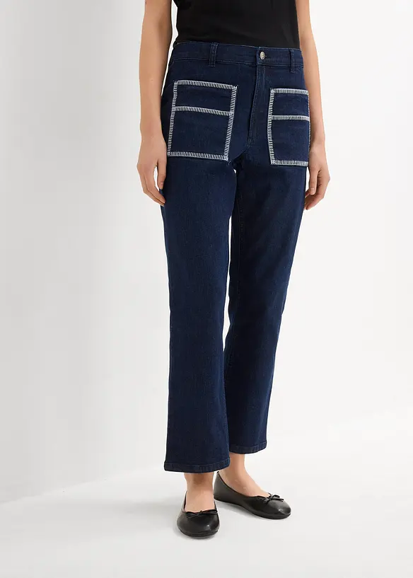 Jean droit taille haute, raccourci, bonprix