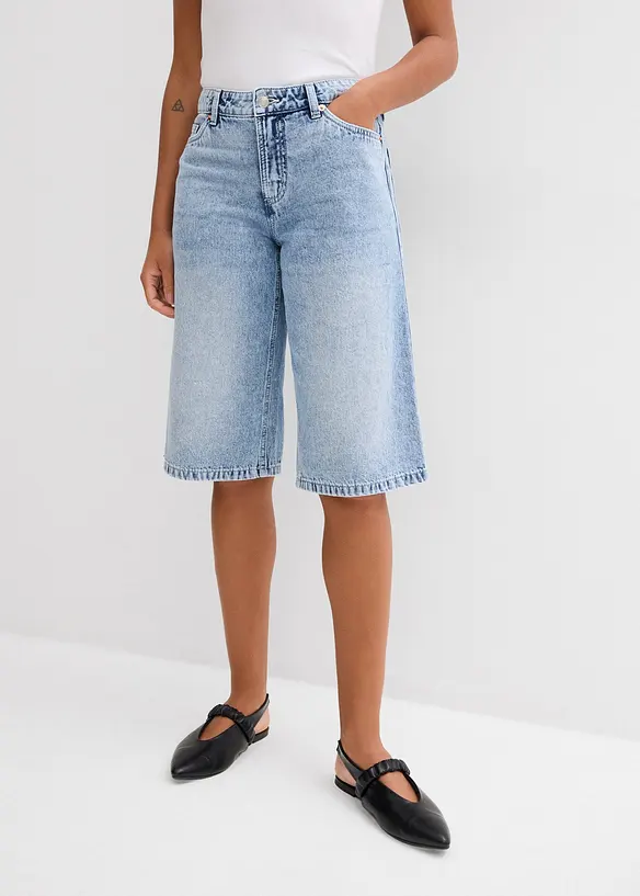 Bermuda en jean taille mi-haute, peu extensible, bonprix