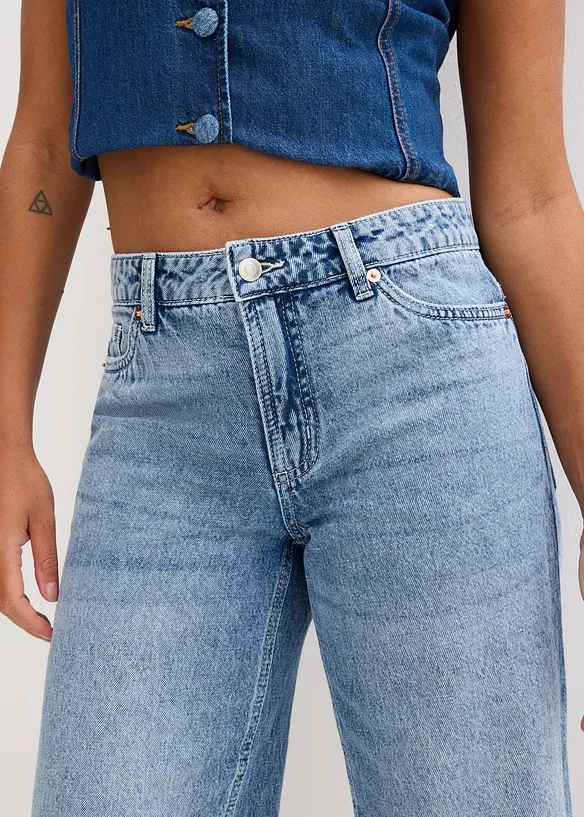 Bermuda en jean taille mi-haute, peu extensible, bonprix