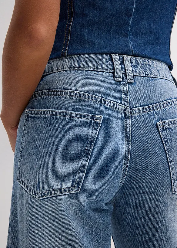 Bermuda en jean taille mi-haute, peu extensible, bonprix