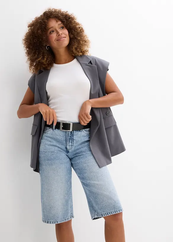 Bermuda en jean taille mi-haute, peu extensible, bonprix