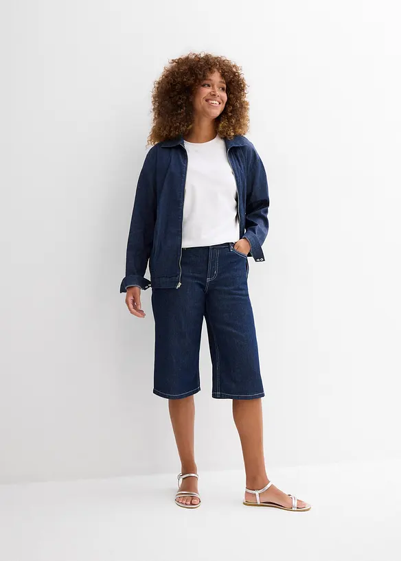 Bermuda en jean taille mi-haute, peu extensible, bonprix