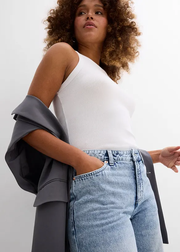 Bermuda en jean taille mi-haute, peu extensible, bonprix