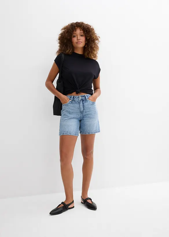 Bermuda en jean taille mi-haute, peu extensible, bonprix