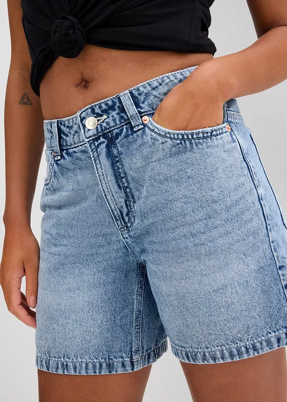 Bermuda en jean taille mi-haute, peu extensible, bonprix