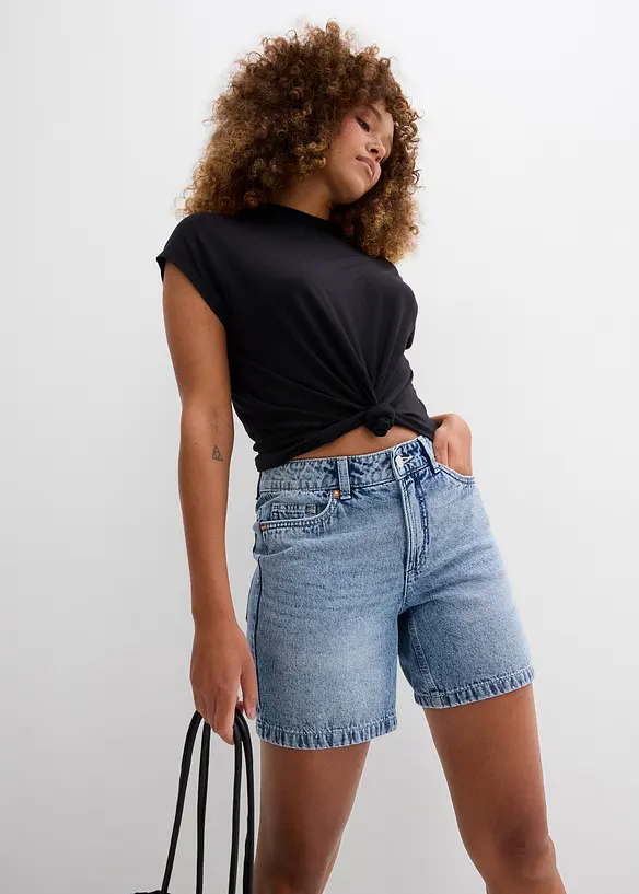 Bermuda en jean taille mi-haute, peu extensible, bonprix