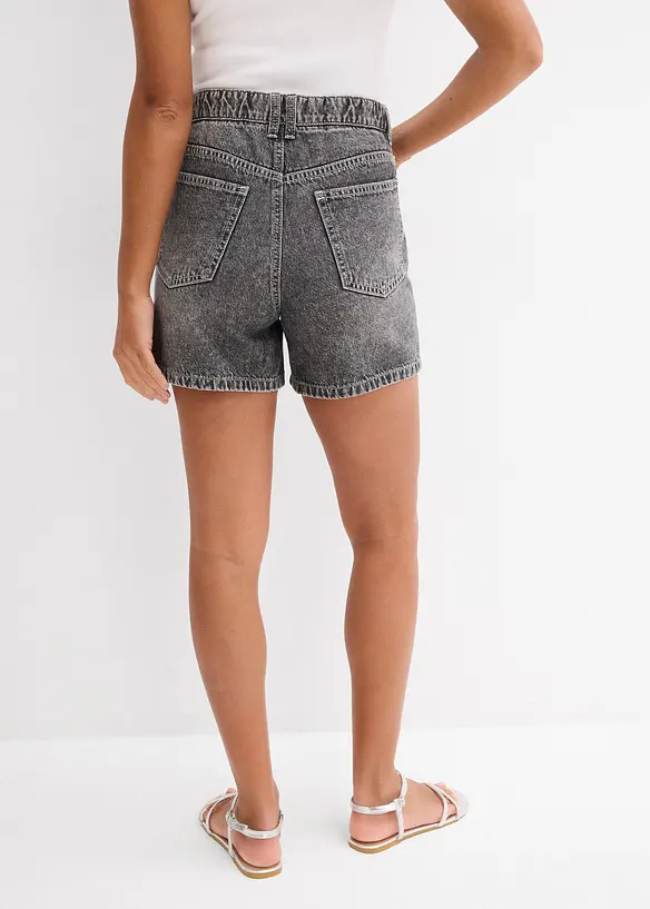 Short en jean taille haute, peu extensible, bonprix