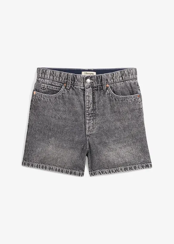 Short en jean taille haute, peu extensible, bonprix