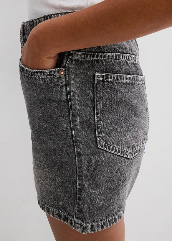 Short en jean taille haute, peu extensible, bonprix