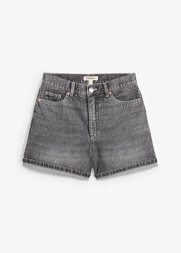 Short en jean taille haute, peu extensible, bonprix