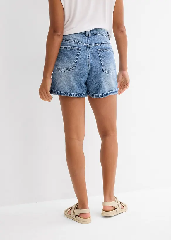Short en jean taille haute, peu extensible, bonprix