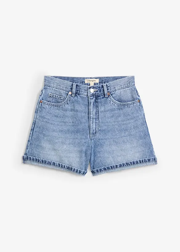 Short en jean taille haute, peu extensible, bonprix