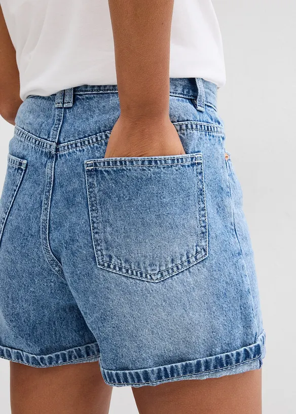 Short en jean taille haute, peu extensible, bonprix