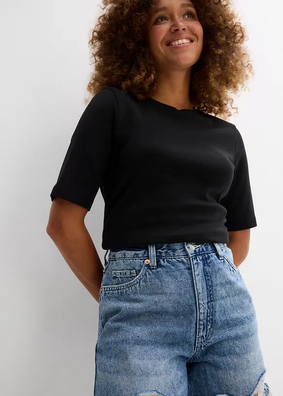 Short en jean taille haute, peu stretch, bonprix