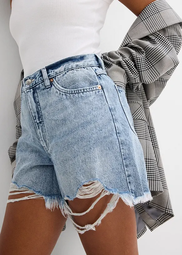 Short en jean taille haute, peu stretch, bonprix